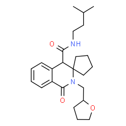 ChemSpider 2D Image | N-(3-Methylbutyl)-1'-oxo-2'-(tetrahydro-2-furanylmethyl)-1',4'-dihydro-2'H-spiro[cyclopentane-1,3'-isoquinoline]-4'-carboxamide | C24H34N2O3