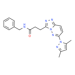 ChemSpider 2D Image | N-Benzyl-3-[6-(3,5-dimethyl-1H-pyrazol-1-yl)[1,2,4]triazolo[4,3-b]pyridazin-3-yl]propanamide | C20H21N7O