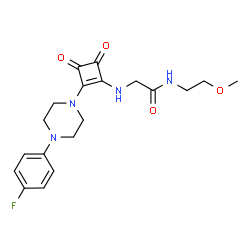 ChemSpider 2D Image | N~2~-{2-[4-(4-Fluorophenyl)-1-piperazinyl]-3,4-dioxo-1-cyclobuten-1-yl}-N-(2-methoxyethyl)glycinamide | C19H23FN4O4