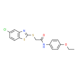 ChemSpider 2D Image | 2-[(5-Chloro-1,3-benzothiazol-2-yl)sulfanyl]-N-(4-ethoxyphenyl)acetamide | C17H15ClN2O2S2