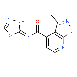 ChemSpider 2D Image | 3,6-Dimethyl-N-(1,3,4-thiadiazol-2-yl)[1,2]oxazolo[5,4-b]pyridine-4-carboxamide | C11H9N5O2S