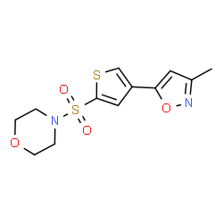 ChemSpider 2D Image | 4-{[4-(3-Methyl-1,2-oxazol-5-yl)-2-thienyl]sulfonyl}morpholine | C12H14N2O4S2