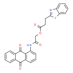 ChemSpider 2D Image | 2-[(9,10-Dioxo-9,10-dihydro-1-anthracenyl)amino]-2-oxoethyl 3-(1,3-benzothiazol-2-yl)propanoate | C26H18N2O5S
