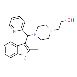 ChemSpider 2D Image | 2-{4-[(2-Methyl-1H-indol-3-yl)(2-pyridinyl)methyl]-1-piperazinyl}ethanol | C21H26N4O