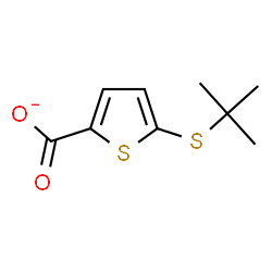 ChemSpider 2D Image | 5-[(2-Methyl-2-propanyl)sulfanyl]-2-thiophenecarboxylate | C9H11O2S2