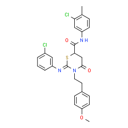 ChemSpider 2D Image | (2Z)-N-(3-Chloro-4-methylphenyl)-2-[(3-chlorophenyl)imino]-3-[2-(4-methoxyphenyl)ethyl]-4-oxo-1,3-thiazinane-6-carboxamide | C27H25Cl2N3O3S
