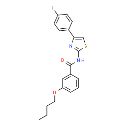 ChemSpider 2D Image | 3-Butoxy-N-[4-(4-iodophenyl)-1,3-thiazol-2-yl]benzamide | C20H19IN2O2S