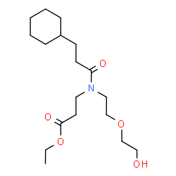 ChemSpider 2D Image | Ethyl N-(3-cyclohexylpropanoyl)-N-[2-(2-hydroxyethoxy)ethyl]-beta-alaninate | C18H33NO5