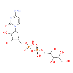 ChemSpider 2D Image | [5-(4-amino-2-oxo-pyrimidin-1-yl)-3,4-dihydroxy-tetrahydrofuran-2-yl]methyl (hydroxy-(2,3,4,5-tetrahydroxypentoxy)phosphoryl) hydrogen phosphate | C14H25N3O15P2