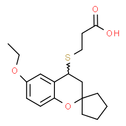 ChemSpider 2D Image | 3-[(6-Ethoxy-3,4-dihydrospiro[chromene-2,1'-cyclopentan]-4-yl)sulfanyl]propanoic acid | C18H24O4S