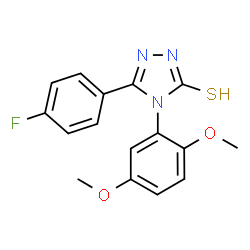 ChemSpider 2D Image | 4-(2,5-Dimethoxyphenyl)-5-(4-fluorophenyl)-2,4-dihydro-3H-1,2,4-triazole-3-thione | C16H14FN3O2S
