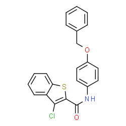 ChemSpider 2D Image | N-[4-(Benzyloxy)phenyl]-3-chloro-1-benzothiophene-2-carboxamide | C22H16ClNO2S