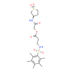 ChemSpider 2D Image | 2-[(1,1-Dioxidotetrahydro-3-thiophenyl)amino]-2-oxoethyl N-[(pentamethylphenyl)sulfonyl]-beta-alaninate | C20H30N2O7S2