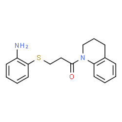 ChemSpider 2D Image | 3-[(2-Aminophenyl)sulfanyl]-1-(3,4-dihydro-1(2H)-quinolinyl)-1-propanone | C18H20N2OS