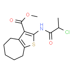 ChemSpider 2D Image | Methyl 2-[(2-chloropropanoyl)amino]-5,6,7,8-tetrahydro-4H-cyclohepta[b]thiophene-3-carboxylate | C14H18ClNO3S