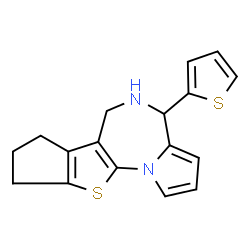 ChemSpider 2D Image | 4-(2-Thienyl)-5,6,8,9-tetrahydro-4H,7H-cyclopenta[4,5]thieno[3,2-f]pyrrolo[1,2-a][1,4]diazepine | C17H16N2S2