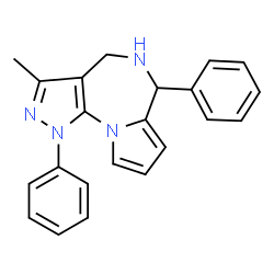 ChemSpider 2D Image | 3-Methyl-1,6-diphenyl-1,4,5,6-tetrahydropyrazolo[4,3-f]pyrrolo[1,2-a][1,4]diazepine | C22H20N4