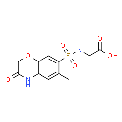 ChemSpider 2D Image | N-[(6-Methyl-3-oxo-3,4-dihydro-2H-1,4-benzoxazin-7-yl)sulfonyl]glycine | C11H12N2O6S