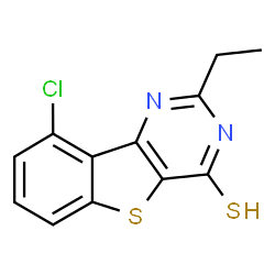ChemSpider 2D Image | 9-Chloro-2-ethyl[1]benzothieno[3,2-d]pyrimidine-4(1H)-thione | C12H9ClN2S2