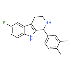 ChemSpider 2D Image | 1-(3,4-Dimethylphenyl)-6-fluoro-2,3,4,9-tetrahydro-1H-beta-carboline | C19H19FN2