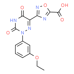 ChemSpider 2D Image | 3-[2-(3-Ethoxyphenyl)-3,5-dioxo-2,3,4,5-tetrahydro-1,2,4-triazin-6-yl]-1,2,4-oxadiazole-5-carboxylic acid | C14H11N5O6