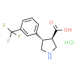 ChemSpider 2D Image | (+/-)-trans-4-(3-Trifluoromethyl-phenyl)-pyrrolidine-3-carboxylic acid hydrochloride | C12H13ClF3NO2