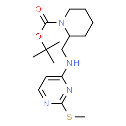 ChemSpider 2D Image | TERT-BUTYL 2-({[2-(METHYLSULFANYL)PYRIMIDIN-4-YL]AMINO}METHYL)PIPERIDINE-1-CARBOXYLATE | C16H26N4O2S