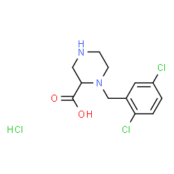 ChemSpider 2D Image | 1-(2,5-Dichlorobenzyl)-2-piperazinecarboxylic acid hydrochloride (1:1) | C12H15Cl3N2O2