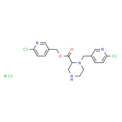 ChemSpider 2D Image | (6-CHLOROPYRIDIN-3-YL)METHYL 1-[(6-CHLOROPYRIDIN-3-YL)METHYL]PIPERAZINE-2-CARBOXYLATE HYDROCHLORIDE | C17H19Cl3N4O2