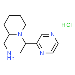 ChemSpider 2D Image | (1-(1-(Pyrazin-2-yl)ethyl)piperidin-2-yl)methanamine hydrochloride | C12H21ClN4