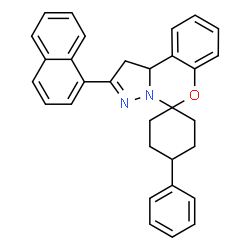ChemSpider 2D Image | 2'-(1-Naphthyl)-4-phenyl-1',10b'-dihydrospiro[cyclohexane-1,5'-pyrazolo[1,5-c][1,3]benzoxazine] | C31H28N2O