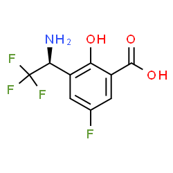 ChemSpider 2D Image | 3-[(1S)-1-Amino-2,2,2-trifluoroethyl]-5-fluoro-2-hydroxybenzoic acid | C9H7F4NO3