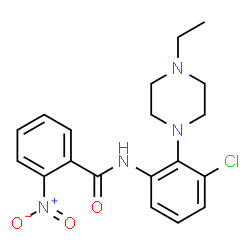 ChemSpider 2D Image | N-[3-Chloro-2-(4-ethyl-1-piperazinyl)phenyl]-2-nitrobenzamide | C19H21ClN4O3