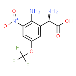 ChemSpider 2D Image | (2S)-Amino[2-amino-3-nitro-5-(trifluoromethoxy)phenyl]acetic acid | C9H8F3N3O5
