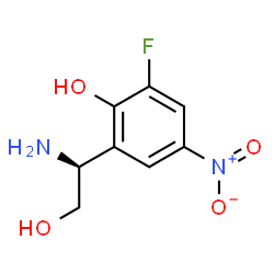 ChemSpider 2D Image | 2-[(1S)-1-Amino-2-hydroxyethyl]-6-fluoro-4-nitrophenol | C8H9FN2O4