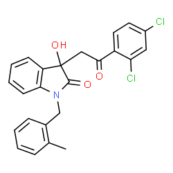 ChemSpider 2D Image | 3-[2-(2,4-Dichlorophenyl)-2-oxoethyl]-3-hydroxy-1-(2-methylbenzyl)-1,3-dihydro-2H-indol-2-one | C24H19Cl2NO3