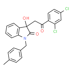 ChemSpider 2D Image | 3-[2-(2,4-Dichlorophenyl)-2-oxoethyl]-3-hydroxy-1-(4-methylbenzyl)-1,3-dihydro-2H-indol-2-one | C24H19Cl2NO3