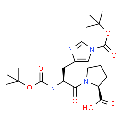 ChemSpider 2D Image | N,1-Bis{[(2-methyl-2-propanyl)oxy]carbonyl}-L-histidyl-L-proline | C21H32N4O7