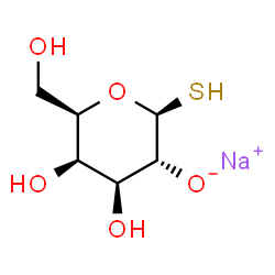 ChemSpider 2D Image | Sodium (2S,3R,4S,5R,6R)-4,5-dihydroxy-6-(hydroxymethyl)-2-sulfanyltetrahydro-2H-pyran-3-olate | C6H11NaO5S
