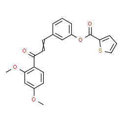 ChemSpider 2D Image | 3-[3-(2,4-Dimethoxyphenyl)-3-oxo-1-propen-1-yl]phenyl 2-thiophenecarboxylate | C22H18O5S