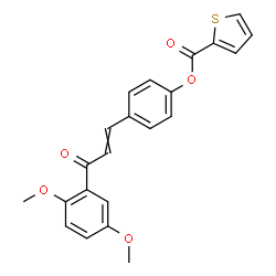 ChemSpider 2D Image | 4-[3-(2,5-Dimethoxyphenyl)-3-oxo-1-propen-1-yl]phenyl 2-thiophenecarboxylate | C22H18O5S