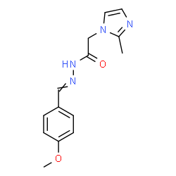 ChemSpider 2D Image | N'-(4-Methoxybenzylidene)-2-(2-methyl-1H-imidazol-1-yl)acetohydrazide | C14H16N4O2