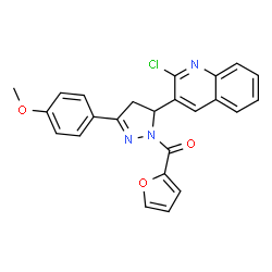 ChemSpider 2D Image | [5-(2-Chloro-3-quinolinyl)-3-(4-methoxyphenyl)-4,5-dihydro-1H-pyrazol-1-yl](2-furyl)methanone | C24H18ClN3O3