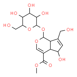 ChemSpider 2D Image | Methyl 1-(hexopyranosyloxy)-5-hydroxy-7-(hydroxymethyl)-1,4a,5,7a-tetrahydrocyclopenta[c]pyran-4-carboxylate | C17H24O11