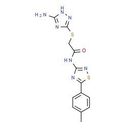 ChemSpider 2D Image | 2-[(5-Amino-1H-1,2,4-triazol-3-yl)sulfanyl]-N-[5-(4-methylphenyl)-1,2,4-thiadiazol-3-yl]acetamide | C13H13N7OS2