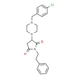 ChemSpider 2D Image | 3-[4-(4-Chlorobenzyl)-1-piperazinyl]-1-(2-phenylethyl)-2,5-pyrrolidinedione | C23H26ClN3O2