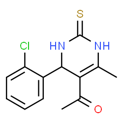 ChemSpider 2D Image | 1-[4-(2-Chlorophenyl)-6-methyl-2-thioxo-1,2,3,4-tetrahydro-5-pyrimidinyl]ethanone | C13H13ClN2OS