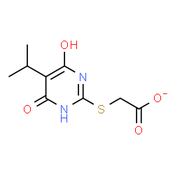ChemSpider 2D Image | [(4-Hydroxy-5-isopropyl-6-oxo-1,6-dihydro-2-pyrimidinyl)sulfanyl]acetate | C9H11N2O4S