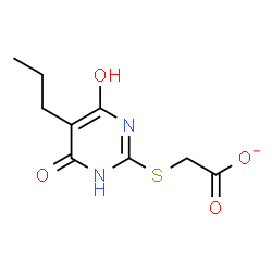 ChemSpider 2D Image | [(4-Hydroxy-6-oxo-5-propyl-1,6-dihydro-2-pyrimidinyl)sulfanyl]acetate | C9H11N2O4S