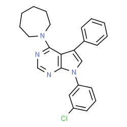 ChemSpider 2D Image | 4-(1-Azepanyl)-7-(3-chlorophenyl)-5-phenyl-7H-pyrrolo[2,3-d]pyrimidine | C24H23ClN4